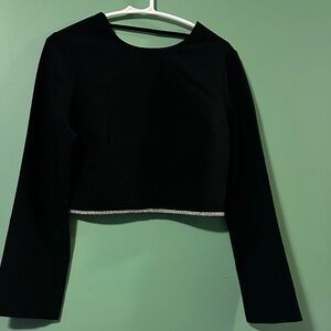 Dynamite Black Crop Top with Silver Accent